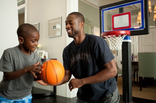 Dwayne Wade shows fans how he cares for what matters by playing ‘dad defense’ off the court during his Dove® Men+Care™ “Real Moments” campaign shoot, launching just in time for March Madness.