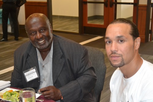 Ray Ray Smith and guest, Taurice enjoy lunch.