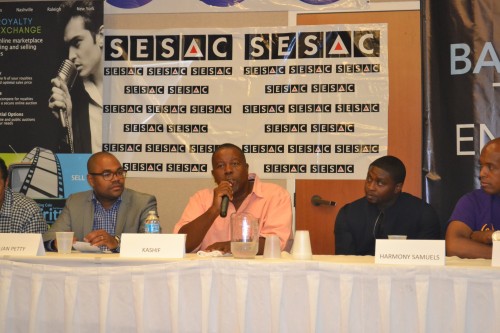 Iconic and Grammy award winning producer Kashif (C) panelist for The State of R&B Music 2014:  Is the Genre Still Relevant. (L) Julian Petty (Entertainment Attorney), (R) Harmony Samuels, Songwriter/Producer