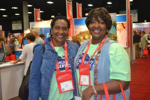 Alice Smith (L) and Gwendolyn Johnson (R) both of Georgia, attend AARP conferences every year.