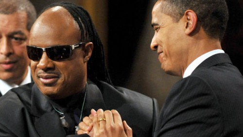 Barack Obama and Stevie Wonder.