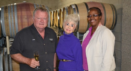 John Thornton, Sally Thornton and Gwen Pierce and Champagne Jazz series, press reception before Peter White Concert. Photo taken on May 18, 2013.