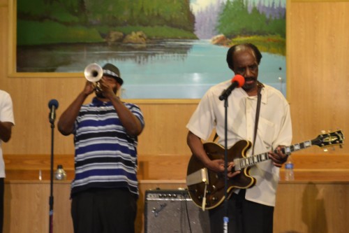 Walter on the right playing his guitar in 2014 at the Gospel Jubilee, held at Grace Temple Baptist Church in Tucson, AZ.