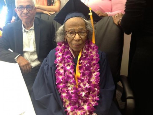 99-year old Doreetha Daniels graduated from college on Friday, June  6, 2015