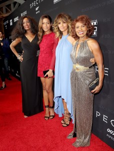 LOS ANGELES, CA - NOVEMBER 03: (L-R) Honorees Trina Parks, Naomie Harris, Halle Berry, and Gloria Hendry attend the Black Women of Bond Tribute at the California African American Museum on November 3, 2015 in Los Angeles, California. (Photo by Rachel Murray/Getty Images for THAurban)