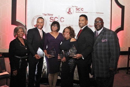 Alice Goff the SCLC-SC Chair, DeVon Franklin, Cheryl Boone Isaacs, Charisse Bremond Weaver, Ken Maxey and Pastor William D. Smart, Jr. President/ CEO SCLC-SC you know the names for second picture. William Allen Your Master of Ceremonies 