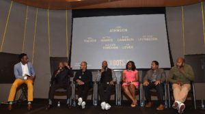 "ATLANTA, GA - MAY 09: (L-R) Jeff Johnson, Will Packer, Tip "T.I." Harris, Ed Lover, Tamarre Torchon, Dr. Samuel Livingston, Ryan Cameron onstage at HISTORY's "Roots" Atlanta advanced screening at National Center for Civil and Human Rights on May 9, 2016 in Atlanta, Georgia. (Photo by Paras Griffin/Getty Images for History/Roots)"